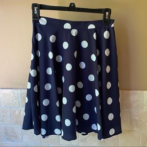 A-line skirt -navy with white polka dots